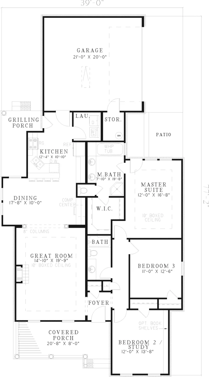 Traditional House Plan First Floor - Trieste Country Ranch Home 055D-0464 - Shop House Plans and More