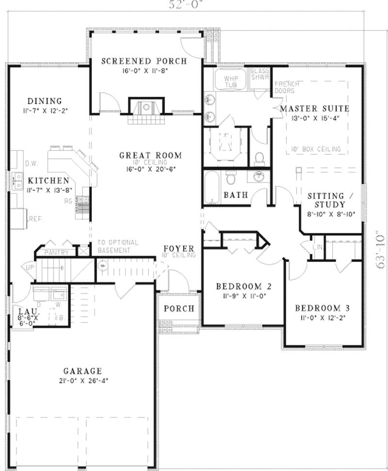 Traditional House Plan First Floor - Texas Creek Ranch Home 055D-0466 - Shop House Plans and More