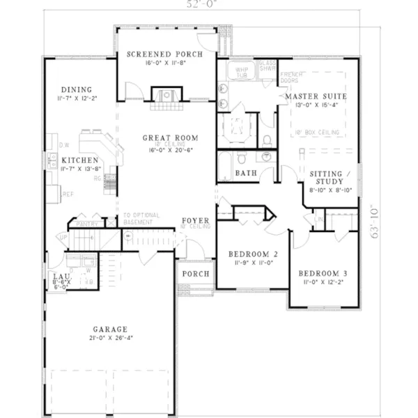 Ranch House Plan First Floor - Texas Creek Ranch Home 055D-0466 - Shop House Plans and More