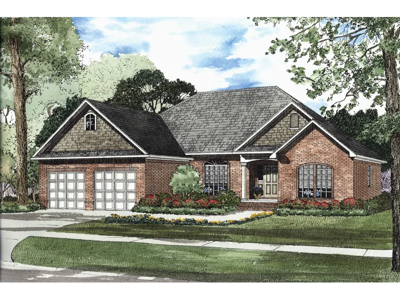 Ranch House Plan Front Image - Henson Ranch Shingle Home 055D-0467 - Search House Plans and More