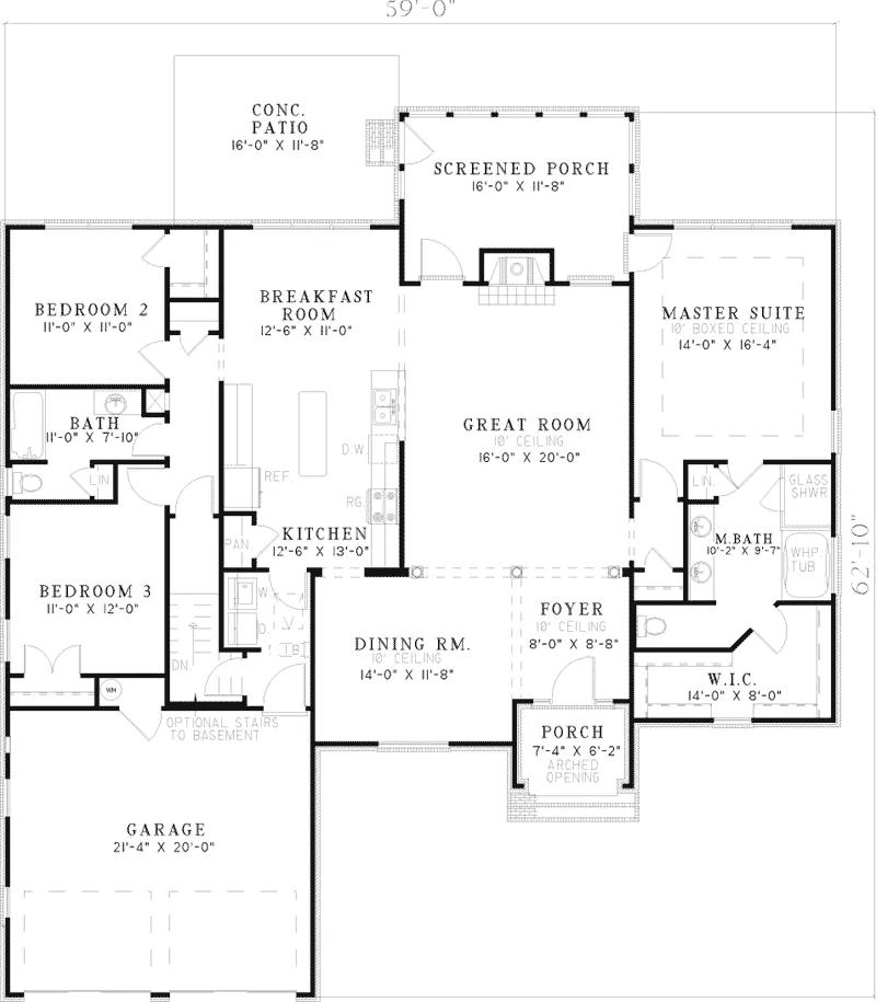 Traditional House Plan First Floor - Sappington Run Ranch Home 055D-0468 - Shop House Plans and More