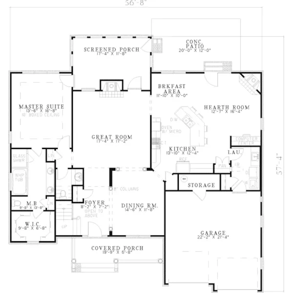 Traditional House Plan First Floor - Ambrosia Country Home 055D-0469 - Search House Plans and More