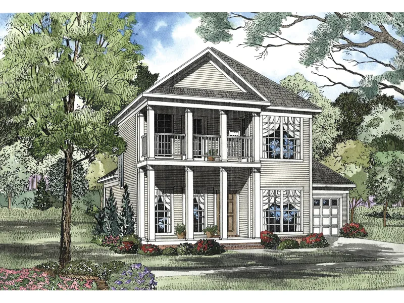 Southern Plantation Home Has A Columned Porch And Upper Balcony