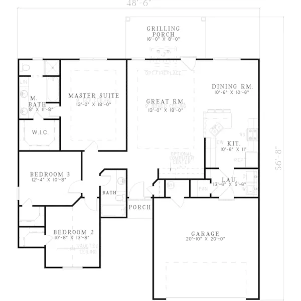 Traditional House Plan First Floor - Gracey Creek Ranch Home 055D-0471 - Search House Plans and More