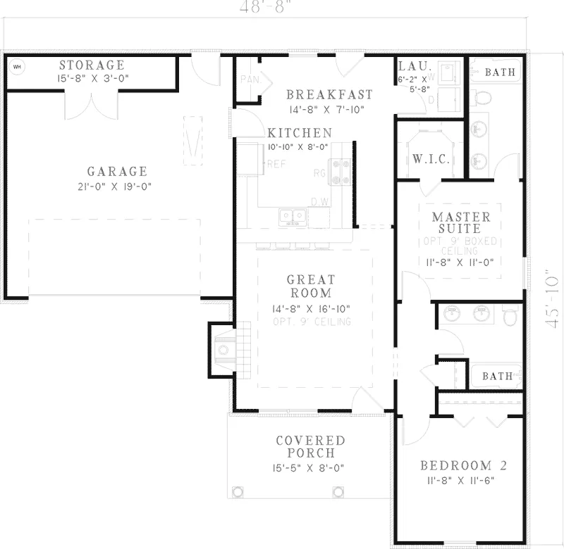 Traditional House Plan First Floor - Cedar Cliff Ranch Home 055D-0478 - Search House Plans and More