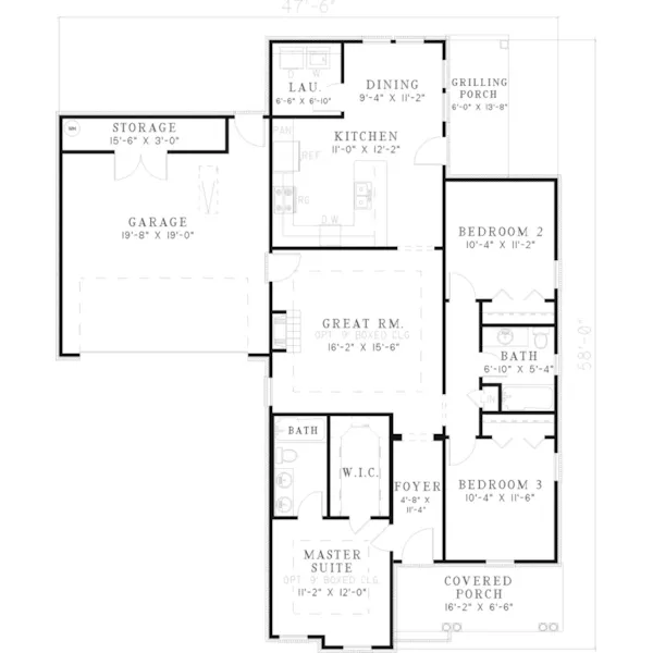 Country House Plan First Floor - Wishart Place Ranch Home 055D-0483 - Shop House Plans and More