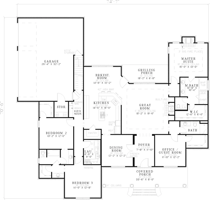 Traditional House Plan First Floor - Locksley Neoclassical Home 055D-0487 - Shop House Plans and More