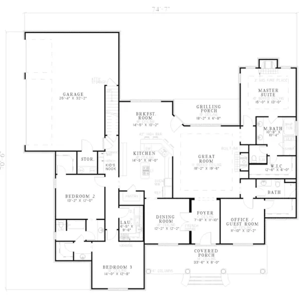 Shingle House Plan First Floor - Locksley Neoclassical Home 055D-0487 - Shop House Plans and More