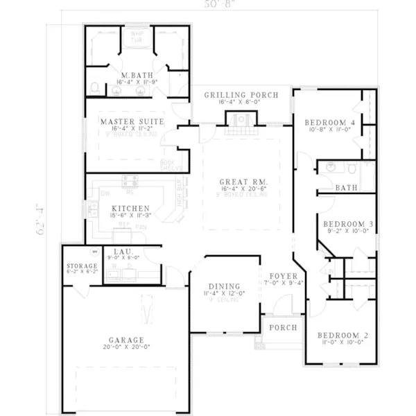 Ranch House Plan First Floor - Colona Ranch Home 055D-0490 - Search House Plans and More