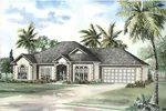 Stucco Ranch Design With Decorative Corner Quoins And Arched Entry