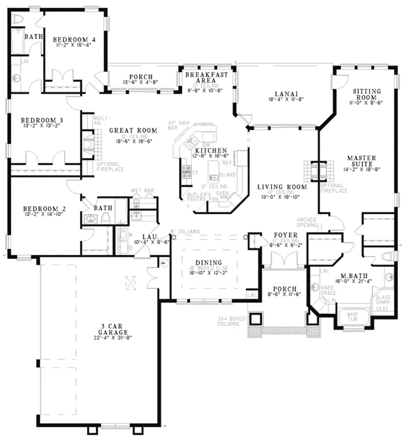 Luxury House Plan First Floor - Bidwell Bay Sunbelt Home 055D-0493 - Search House Plans and More