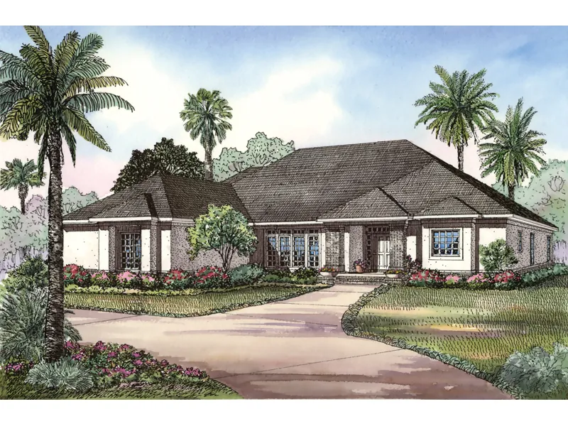 Luxury House Plan Front Image - Bidwell Bay Sunbelt Home 055D-0493 - Search House Plans and More