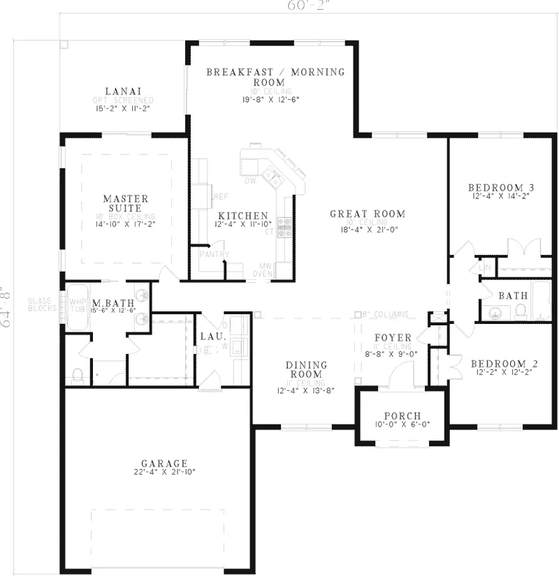 Contemporary House Plan First Floor - Coleridge Sunbelt Home 055D-0496 - Search House Plans and More