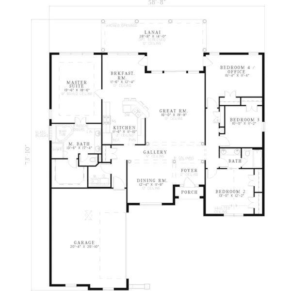 Adobe House Plans & Southwestern Home Design First Floor - Delora Sunbelt Home 055D-0498 - Search House Plans and More