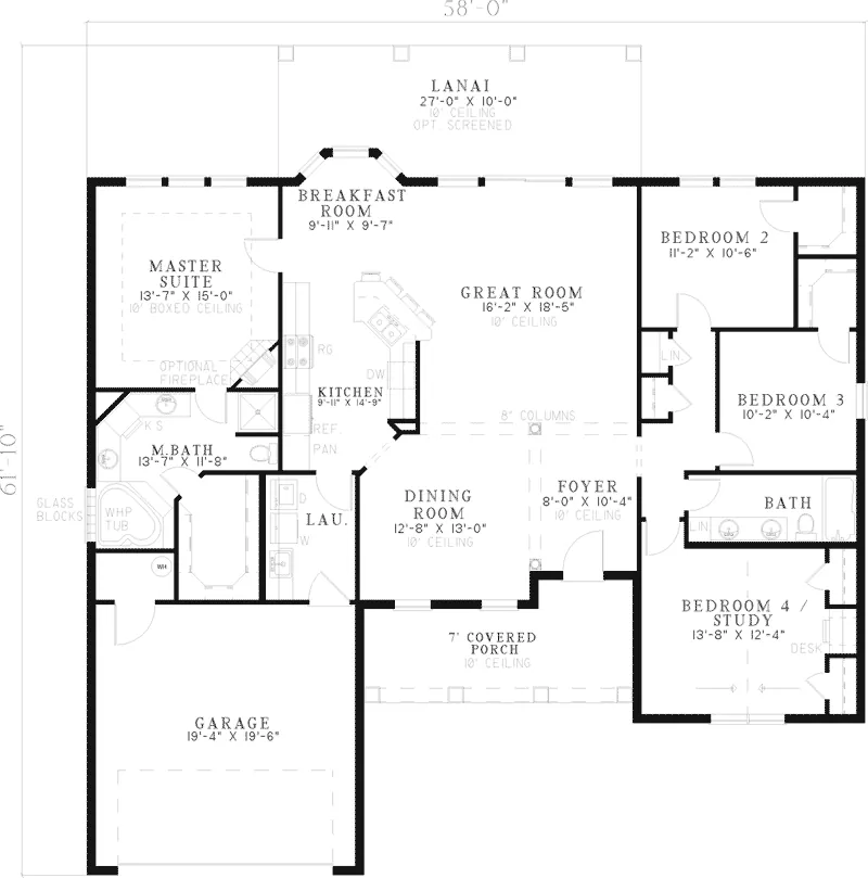Sunbelt House Plan First Floor - Bellini Sunbelt Home 055D-0502 - Search House Plans and More