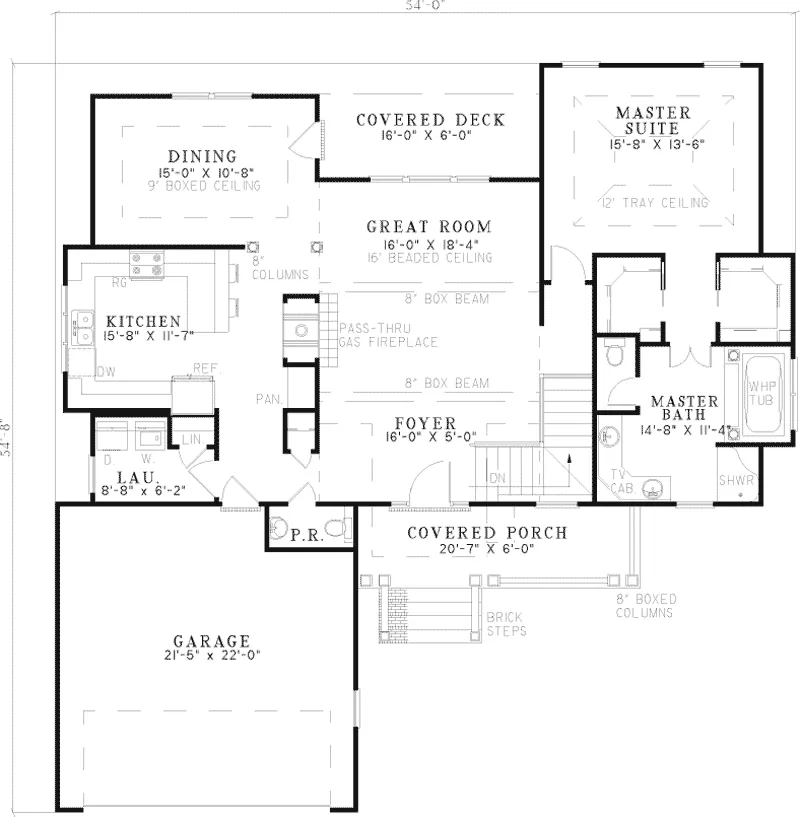 Farmhouse Plan First Floor - Darien Country Home 055D-0505 - Search House Plans and More
