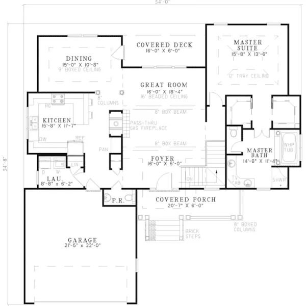 Craftsman House Plan First Floor - Darien Country Home 055D-0505 - Search House Plans and More