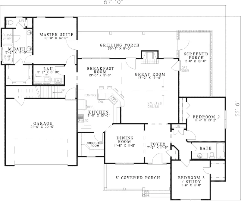 Country House Plan First Floor - Silvano Ranch Home 055D-0506 - Shop House Plans and More