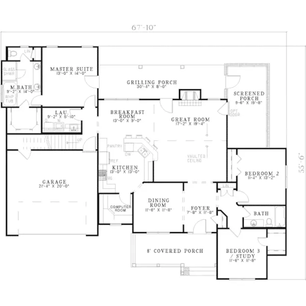 Traditional House Plan First Floor - Silvano Ranch Home 055D-0506 - Shop House Plans and More