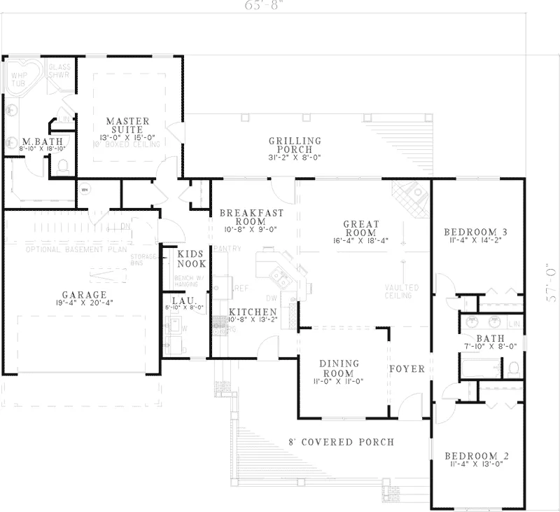 Ranch House Plan First Floor - Cannock Creek Country Home 055D-0507 - Search House Plans and More