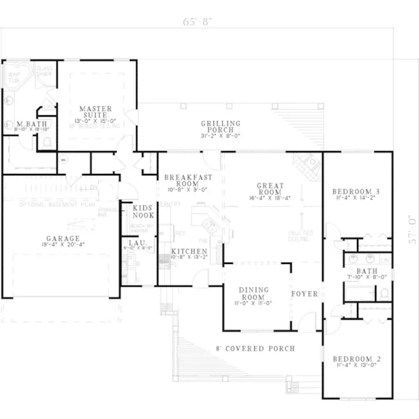 Country House Plan First Floor - Cannock Creek Country Home 055D-0507 - Search House Plans and More