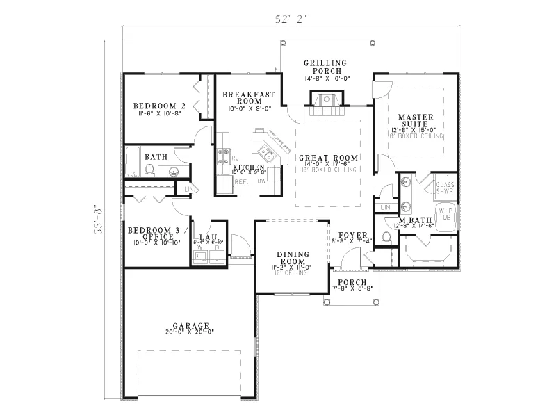 Ranch House Plan First Floor - Pumpkin Hollow Ranch Home 055D-0510 - Shop House Plans and More