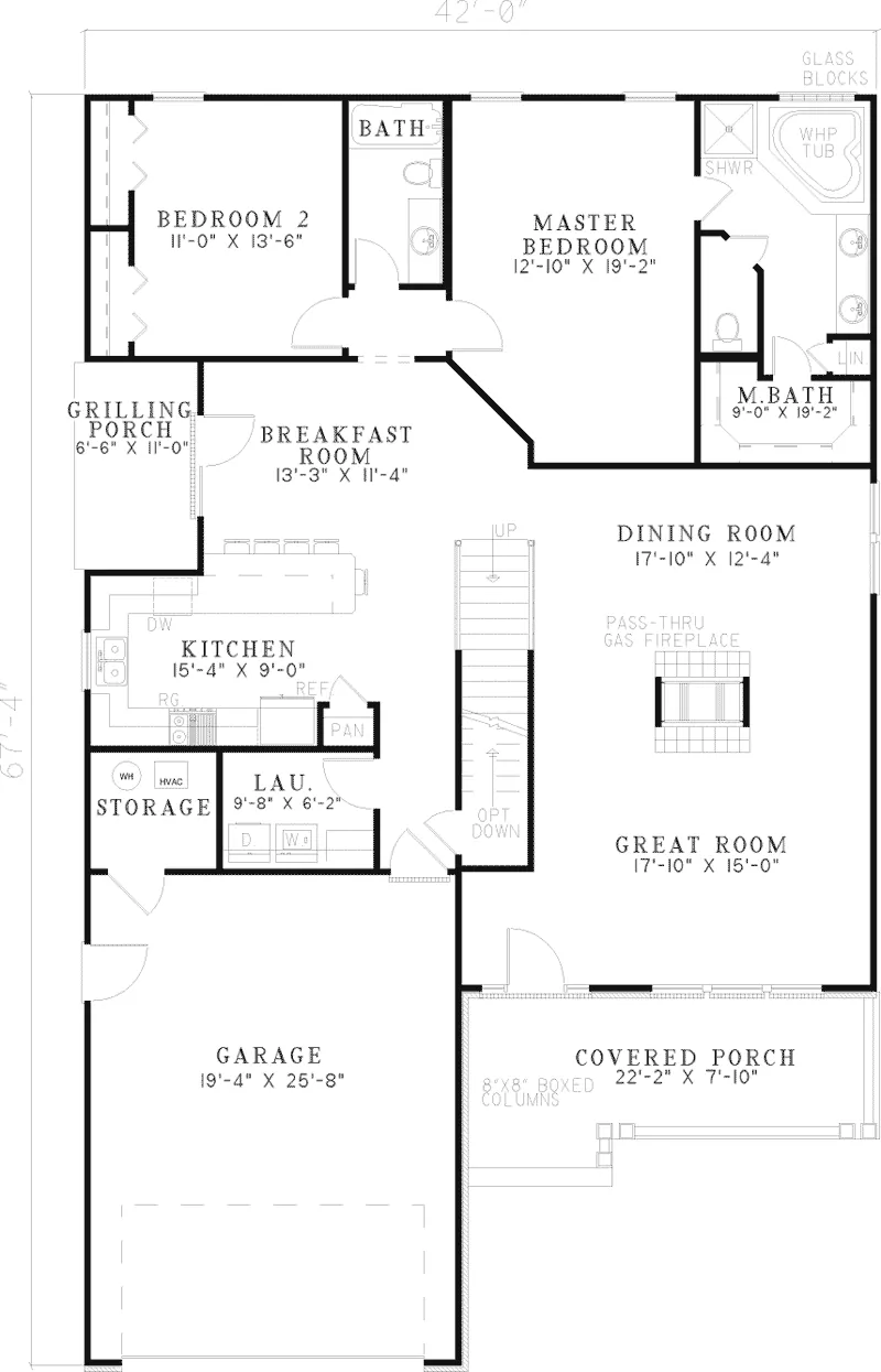 Southern House Plan First Floor - Dougherty Mill Ranch Home 055D-0513 - Search House Plans and More