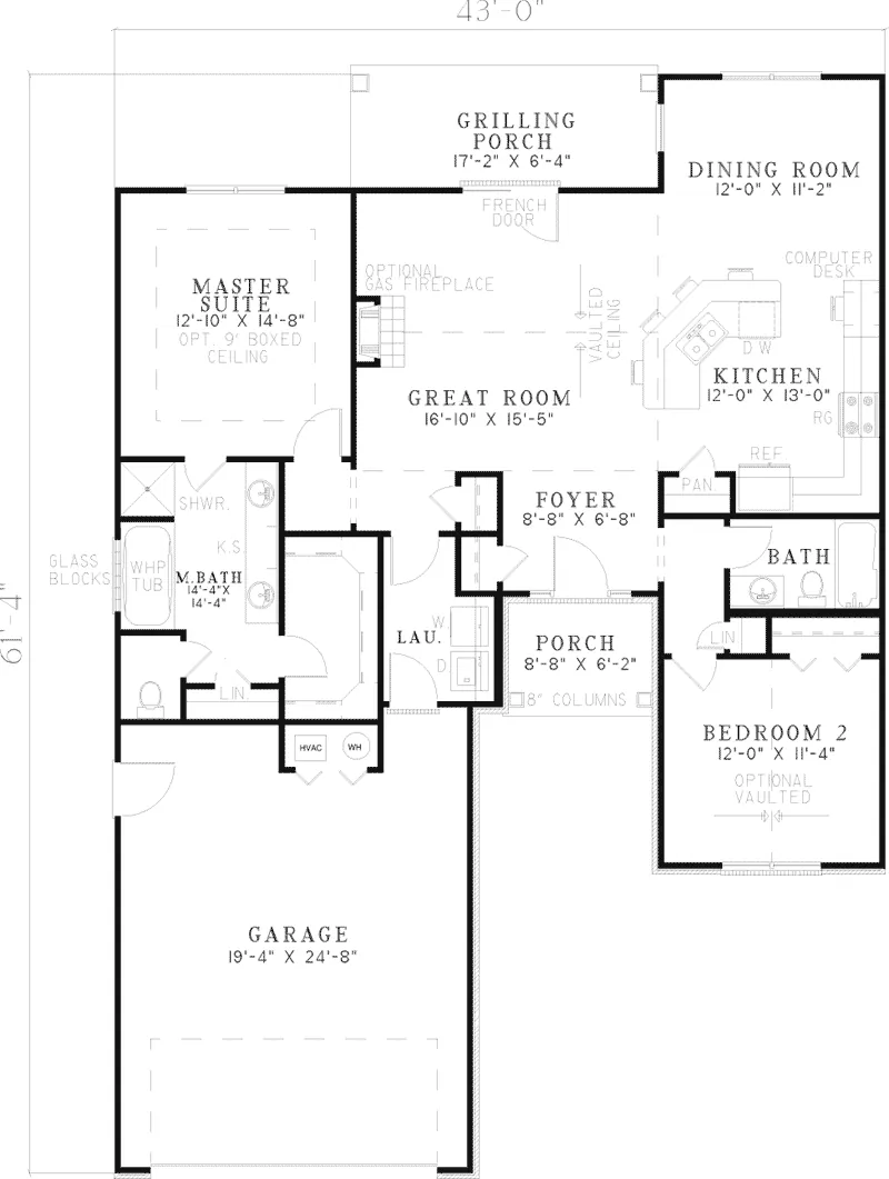 Country House Plan First Floor - Glenallen Ranch Home 055D-0515 - Search House Plans and More