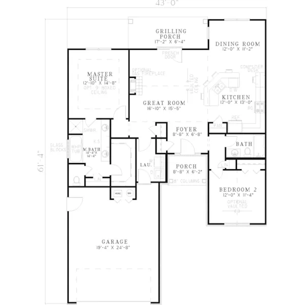 Country House Plan First Floor - Glenallen Ranch Home 055D-0515 - Search House Plans and More