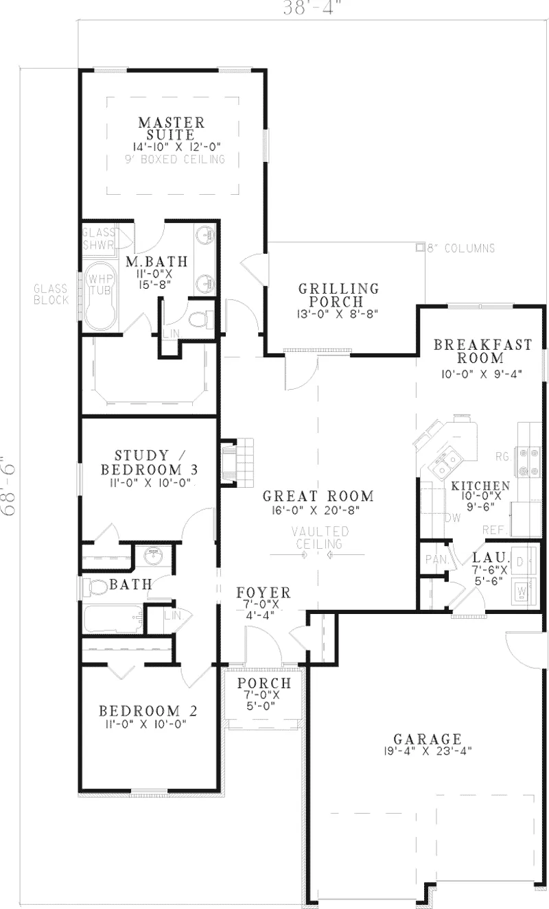 Ranch House Plan First Floor - Gascony Narrow Lot Home 055D-0516 - Search House Plans and More