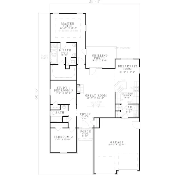 Traditional House Plan First Floor - Gascony Narrow Lot Home 055D-0516 - Search House Plans and More