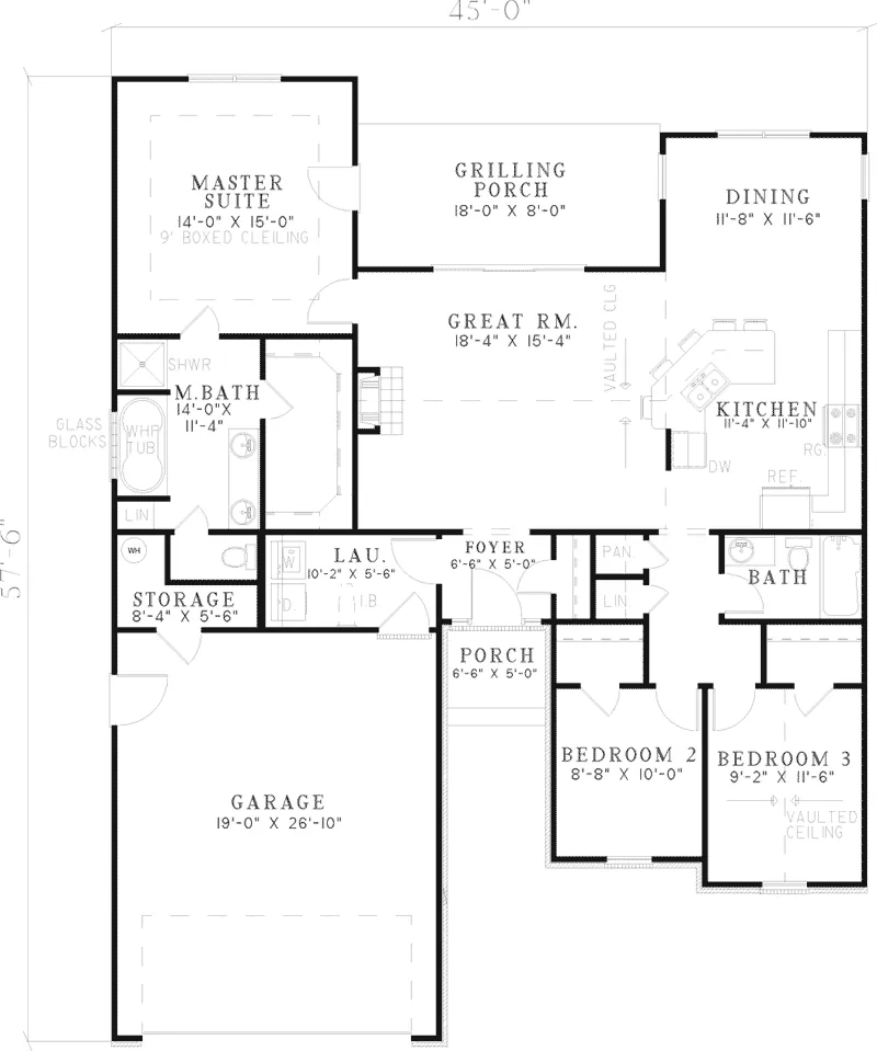 Southern House Plan First Floor - Harbour Place Ranch Home 055D-0518 - Search House Plans and More