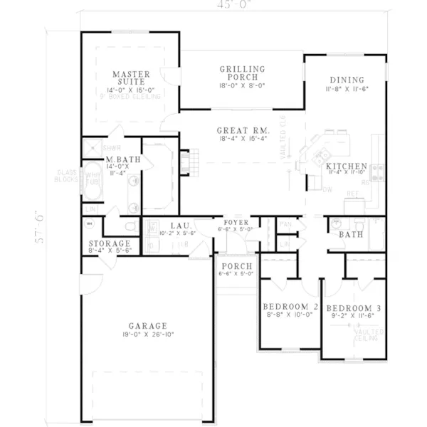 Southern House Plan First Floor - Harbour Place Ranch Home 055D-0518 - Search House Plans and More