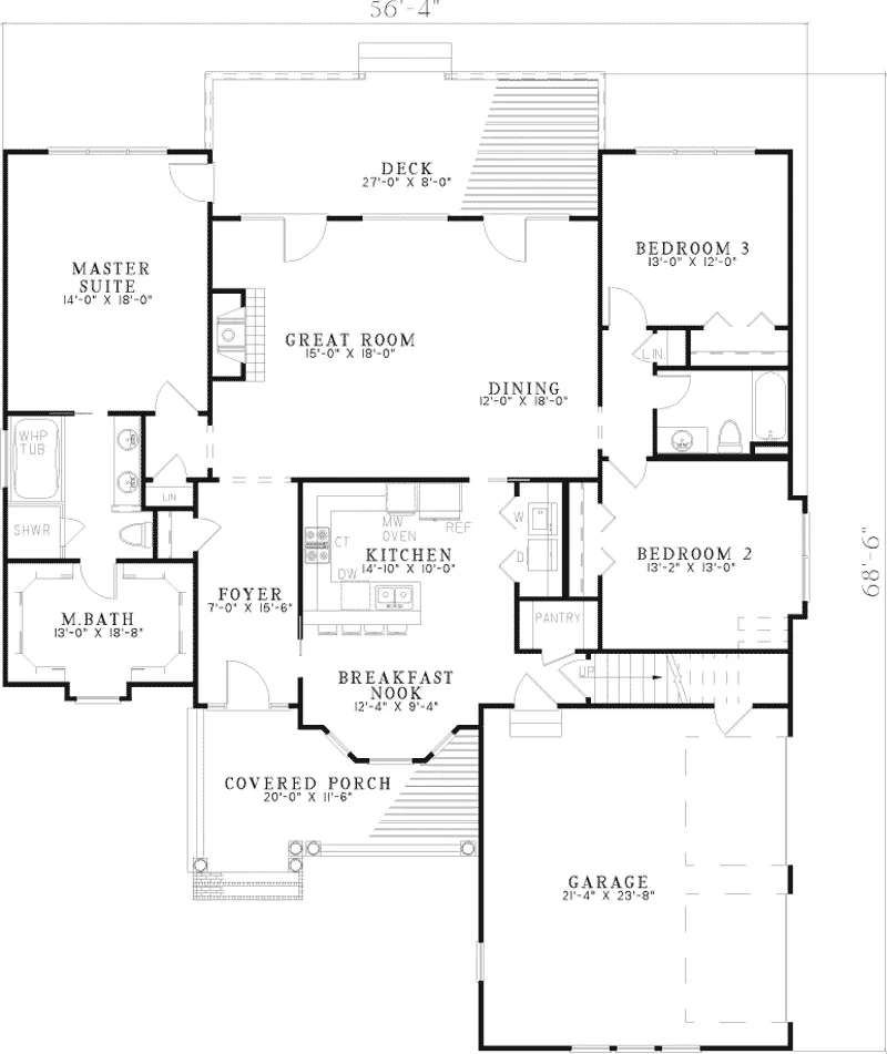 Traditional House Plan First Floor - Loren Place Country Home 055D-0521 - Shop House Plans and More
