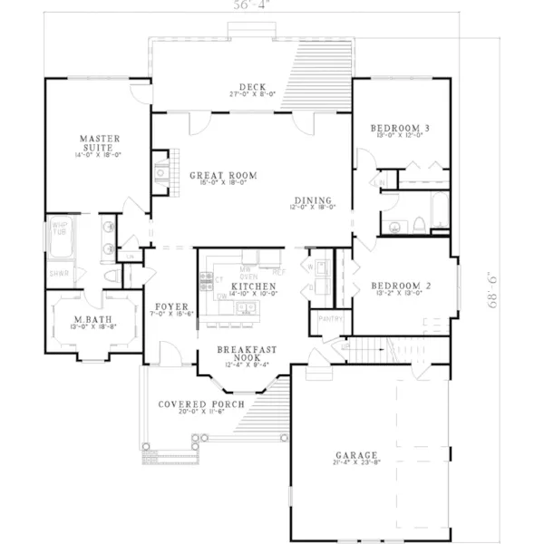 Traditional House Plan First Floor - Loren Place Country Home 055D-0521 - Shop House Plans and More