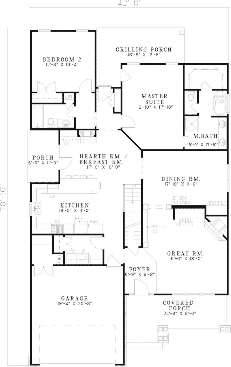Craftsman House Plan First Floor - Doncaster Crest Tudor Home 055D-0523 - Search House Plans and More