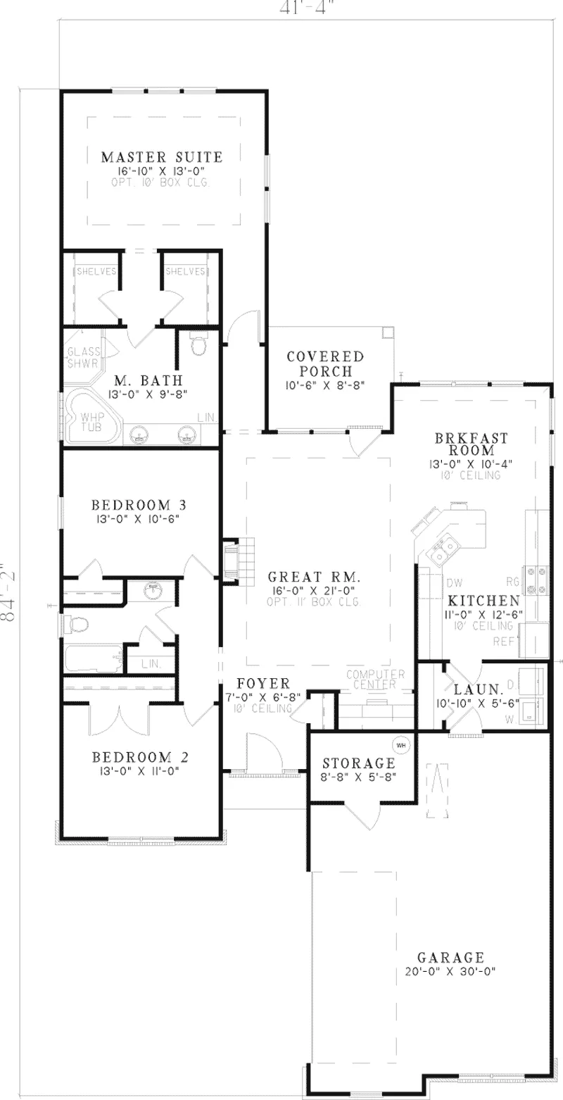 Traditional House Plan First Floor - Bickford Tudor Style Ranch Home 055D-0524 - Search House Plans and More