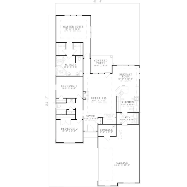 Tudor House Plan First Floor - Bickford Tudor Style Ranch Home 055D-0524 - Search House Plans and More