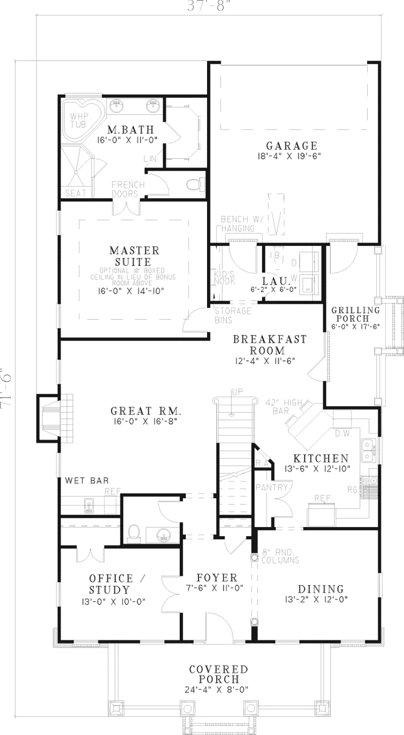 Traditional House Plan First Floor - Echo Glen Bungalow Home 055D-0530 - Search House Plans and More