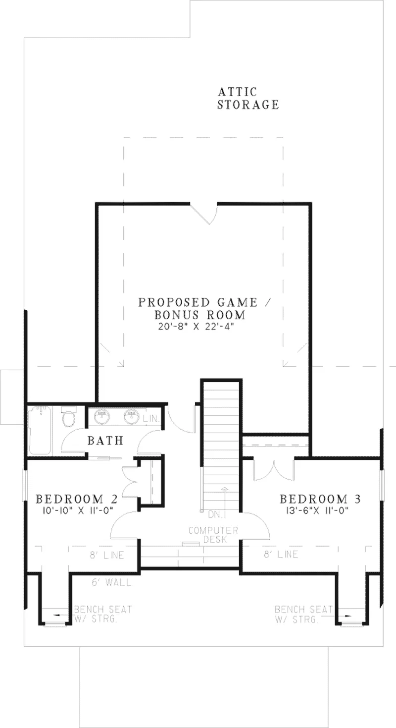 Southern House Plan Second Floor - Echo Glen Bungalow Home 055D-0530 - Search House Plans and More