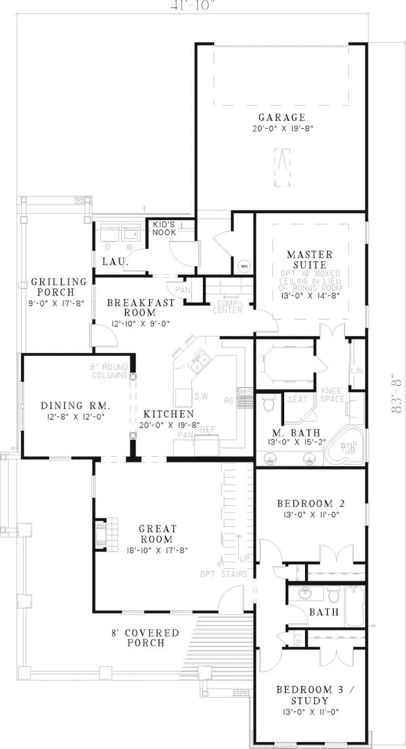 Country House Plan First Floor - Rodelle Country Ranch Home 055D-0531 - Shop House Plans and More