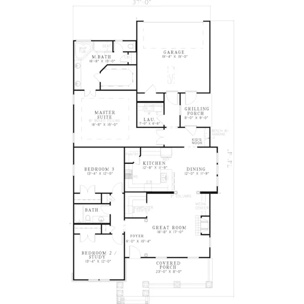 Country House Plan First Floor - Hilgard Arts And Crafts Home 055D-0532 - Search House Plans and More