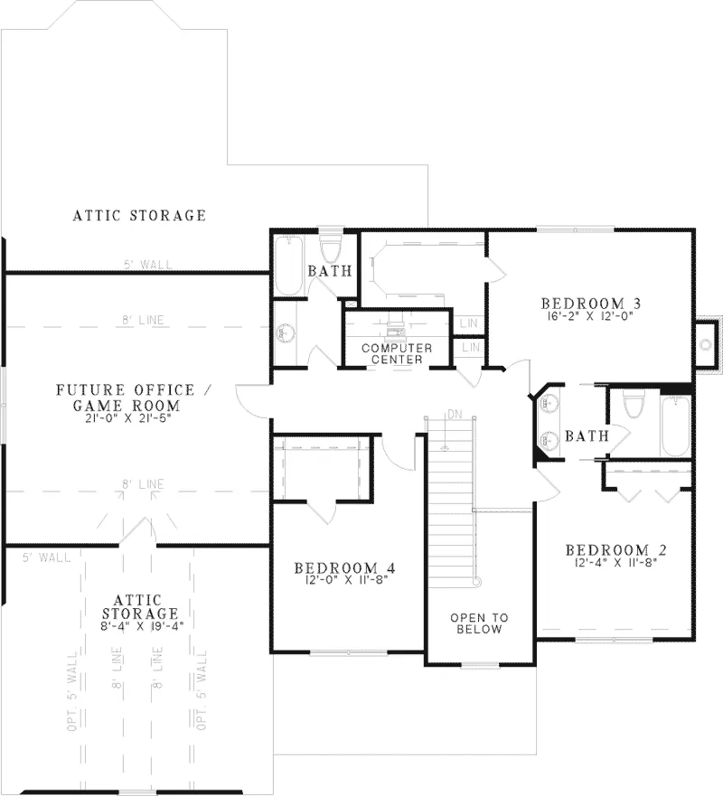 Luxury House Plan Second Floor - Midland Southern Style Home 055D-0533 - Shop House Plans and More