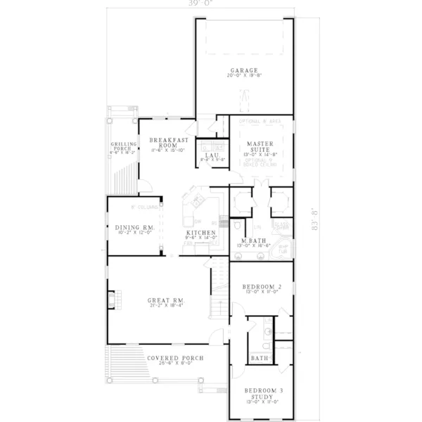 Southern House Plan First Floor - Veronica Valley Country Home 055D-0534 - Shop House Plans and More