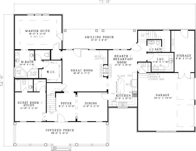 Country House Plan First Floor - Fournier Luxury Country Home 055D-0535 - Search House Plans and More