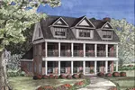 Traditional Southern Plantation Home With Two Covered Front Porches