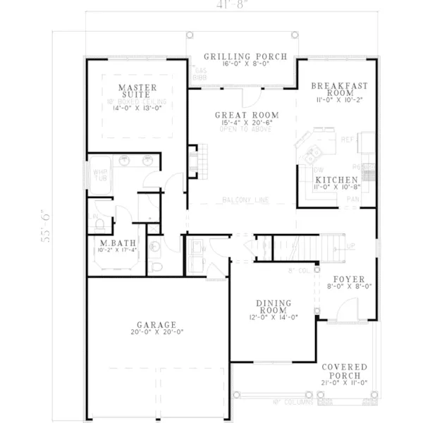 Farmhouse Plan First Floor - Mermod Southern Country Home 055D-0538 - Shop House Plans and More