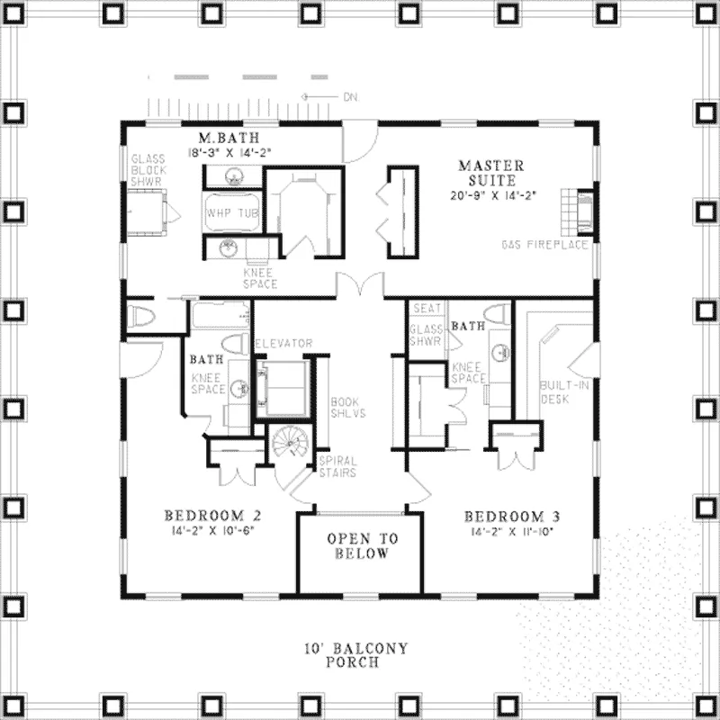 Plantation House Plan Second Floor - Kassidy Manor Luxury Home 055D-0540 - Search House Plans and More