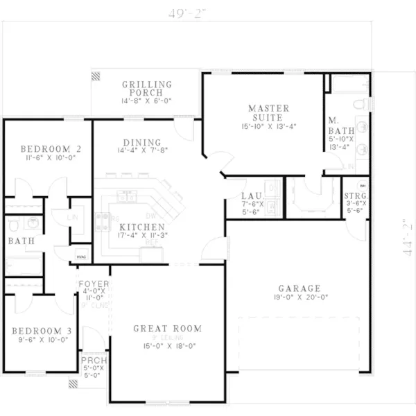 Ranch House Plan First Floor - Lorenzo Traditional Ranch Home 055D-0541 - Shop House Plans and More