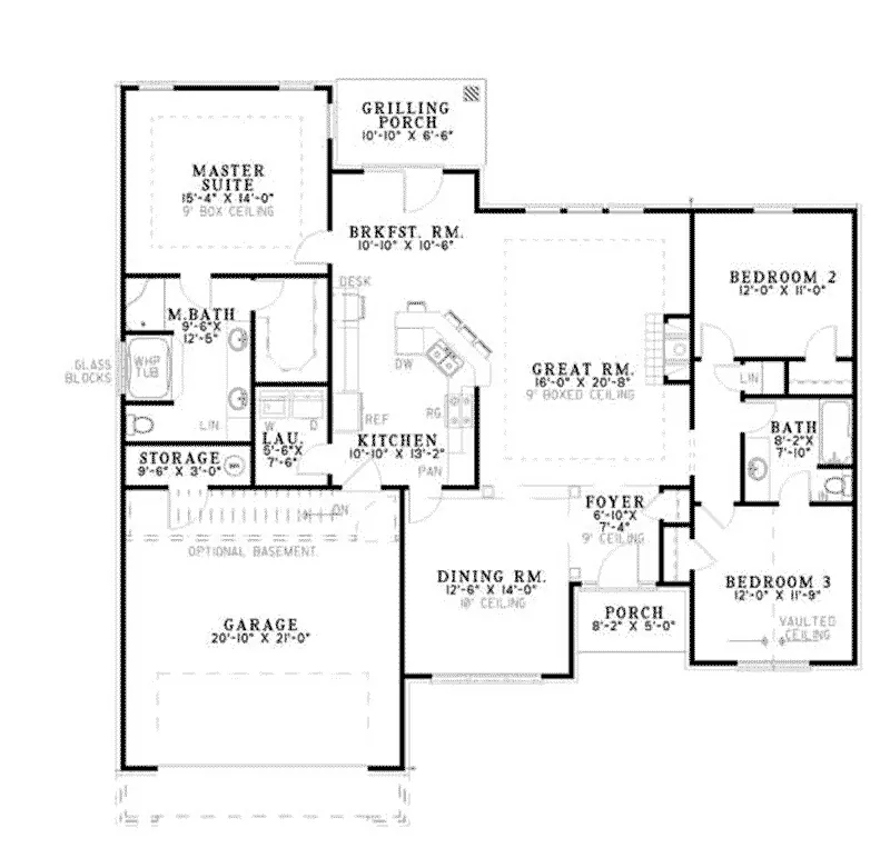 Traditional House Plan First Floor - Brickell Traditional Ranch Home 055D-0543 - Search House Plans and More
